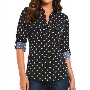 ⚡️   3/$30,  Jones New York Ink Polka Dot Shirt